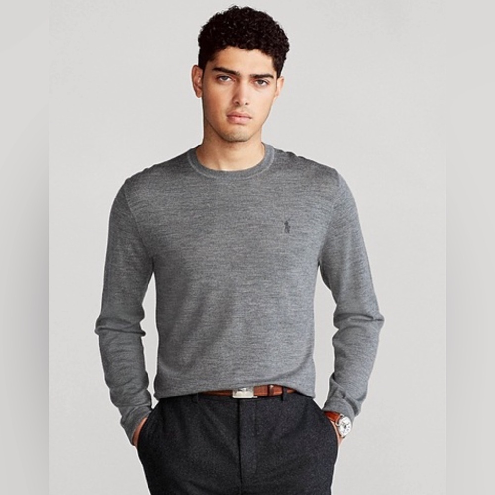 “Salted” Blueish Grey Polo long sleeve shirt ~ Size L